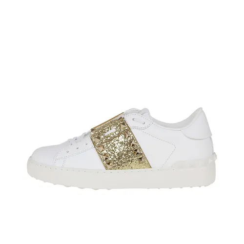 Valentino ROCKSTUD UNTITLED Rockstud Low Топ Стильные Скейтбординги Женские Белые Золотые