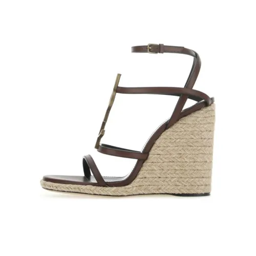 SAINT LAURENT Zeppe CASSANDRA One Ремешок Сандалии Женские Коричневый