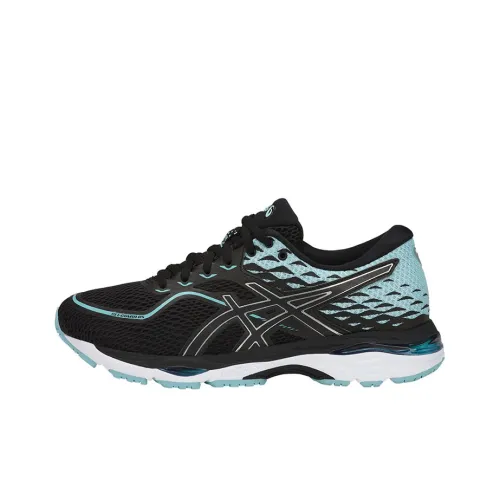 Asics Гель CUMULUS 19 Устойчивый к истиранию Дышащий Низкий Топ Беговые кроссовки Женские Черный Синий