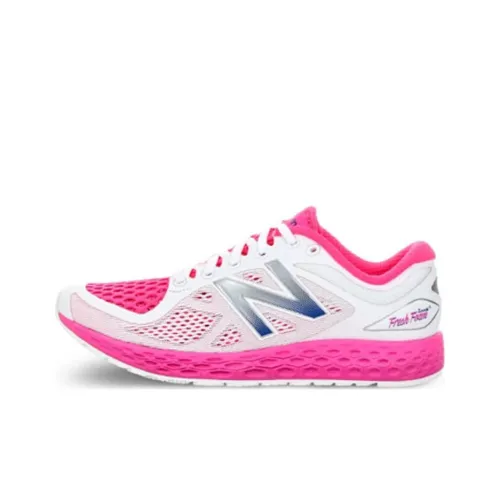 New Balance Износостойкие Дышащие Низкие Беговые Кроссовки Женские Белые Розовые