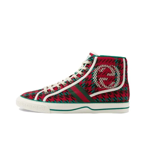 GUCCI Tennis 1977 Высокие Кроссовки для скейтбординга Мужские Красные Зеленые