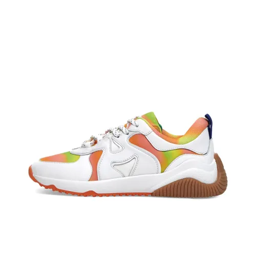 HOGAN H597 Низкий Топ Повседневная Обувь Женская Белый Оранжевый
