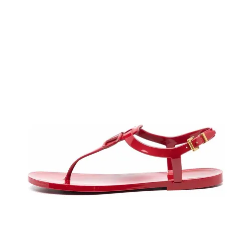 Valentino Vlogo Signature Flat Sandals Women's Red Валентино Vlogo Signature Плоские Сандалии Женские Красные