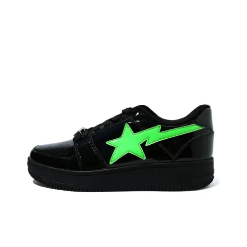 A BATHING APE STA Низкий Топ Стильный Скейтбординг Женские Черный Зеленый