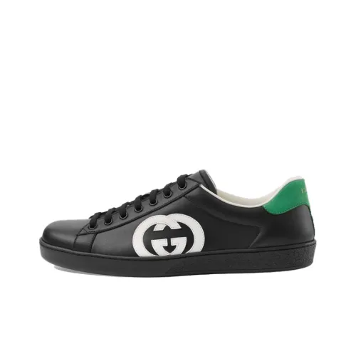 GUCCI Ace Interlocking Low Топ Стильные Скейтбординги Мужской Черный