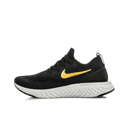 Nike Epic React Flyknit 1 Slip-on Resistant и Breathable Low-Top Беговые кроссовки Женские Черный Желтый