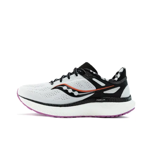 Saucony Hurricane Амортизация Противоскользящий Устойчивый к истиранию Поддержка Низкий Верх Беговые кроссовки Женские Белый Черный