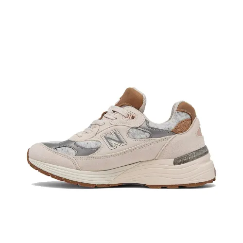 New Balance NB 992 Low Топ Повседневные Беговые Кроссовки Женские Кремово-Белые Сделано в США