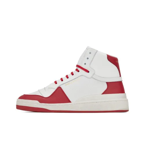 SAINT LAURENT SL 24 Высокие кроссовки для скейтбординга Мужские Белый Красный Потертый Позиционирование стиля
