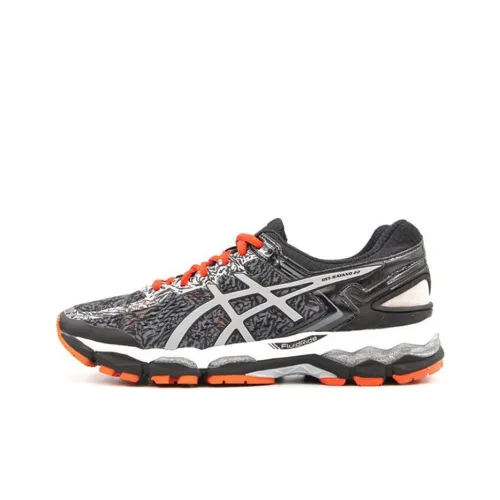 Asics Gel Kayano 22 Устойчивый к абразиву Низкий Топ Марафон Длинный Бег Обувь Мужская Черный Серебряный Оранжевый