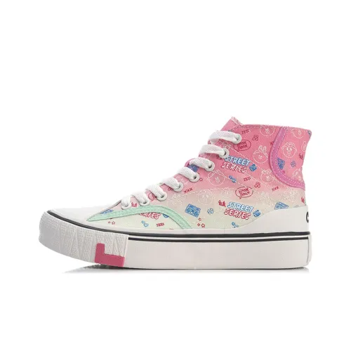 LINE FRIENDS x Подкладка Wave Устойчивость к истиранию Покрытие Противоскользящие Высокие Кеды Женские Фуксия