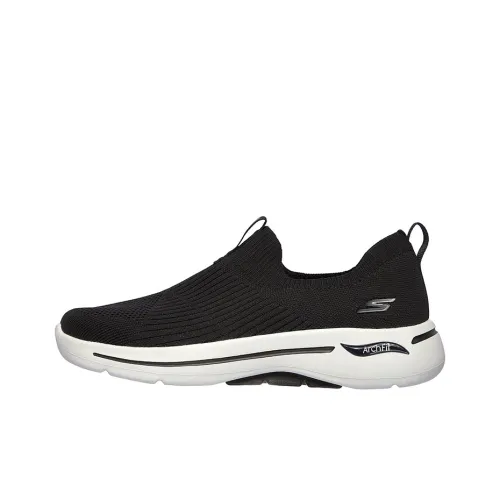 Skechers Go Walk Arch Fit ICONIC Низкий Топ Повседневная Обувь Женская Черный Белый