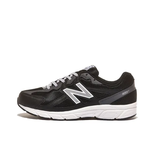 New Balance NB 480 Амортизация Устойчивость к истиранию Дышащие Низкие кеды Беговые кроссовки Женские Черный Белый