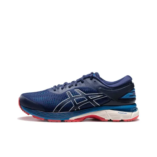 Asics Gel Kayano 25 Устойчивый к истиранию Дышащая Низкая Обувь для Беговых соревнований Мужская Синяя Белая Ширина 2E