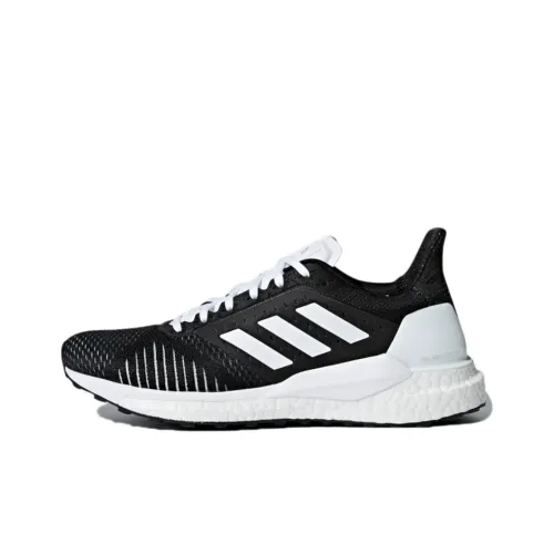 Adidas Solar Glide ST Устойчивый к истиранию Дышащие Низкие Беговые кроссовки Женские Черно-белые