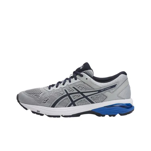 ASICS GT 1000 6 Устойчивые к истиранию Низкие Кроссовки для бега Мужские Серый Синий 4E Ширина носка