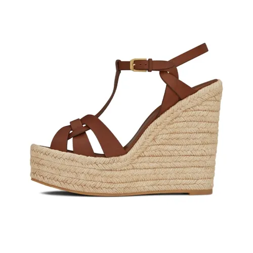 SAINT LAURENT TRIBUTE One Ремешок Сандалии 9,5 см Женские Коричневый