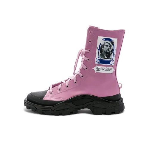 RAF SIMONS x Adidas Originals Detroit High Top Беговые кроссовки Мужские Черные Розовые