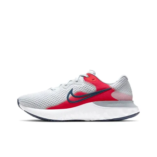 Nike Renew Run 2 Амортизаторы Шок Устойчивость к Сцеплению Низкий Топ Повседневные Беговые кроссовки Мужские Белый Серый Красный