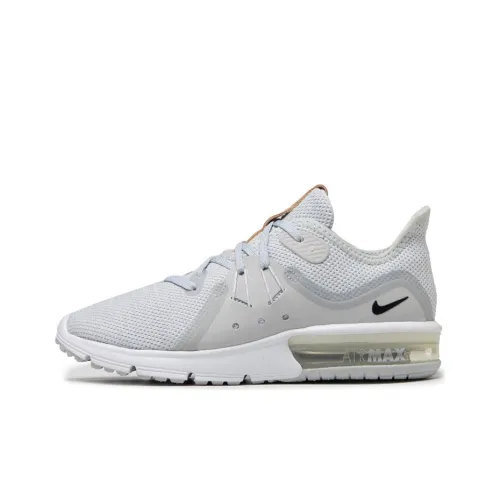 Nike Air Max Sequent Амортизация Устойчивый к истиранию Дышащие Низкие Кроссовки для бега Женские Серый Белый