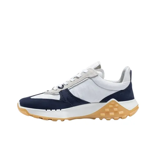 Ecco Slip-resistant и устойчивый к истиранию покрытие Низкий топ Спортивная повседневная обувь Мужская Синий Белый