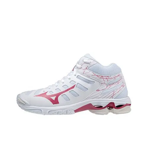 Mizuno Wave Voltage Slip-resistant Abrasion-resistant Breathable MID Running Shoes Women's White Red Мицубо Уэйв Волтедж Слип-резистентный Устойчивый к истиранию Дышащий MID Беговые кроссовки Женские Белый Красный