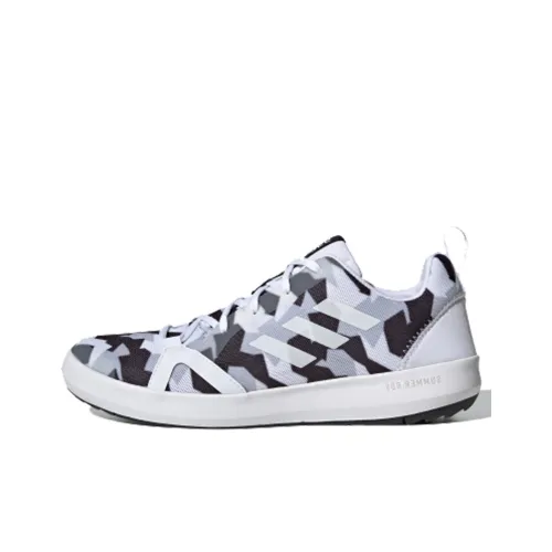 adidas Terrex BOAT Амортизация Износостойкий Низкий Топ Марафон Беговые кроссовки Мужской Черный Белый Серый