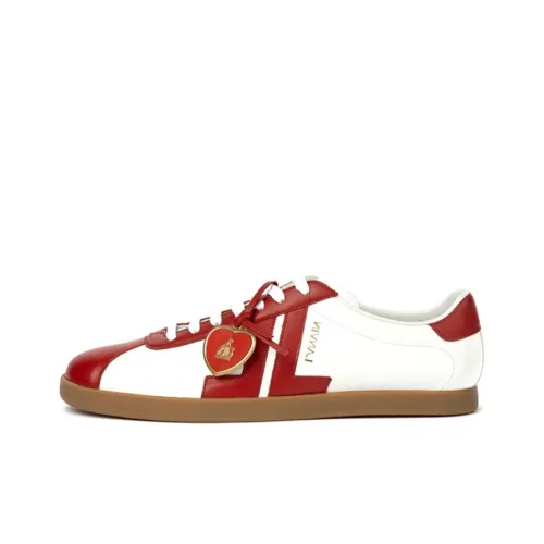 Lanvin Glen Low Топ Повседневная Скейтборд Обувь Женская Белая Красная