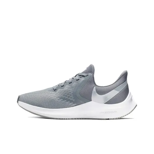 Nike Zoom Winflo 6 Амортизаторы Противоскользящие Устойчивые к истиранию Низкий Топ Беговые кроссовки Женские Белый Серый