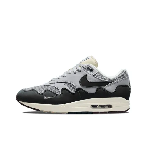 Patta x Nike Air Max 1 Low Топ Беговые кроссовки Унисекс Черный Серый