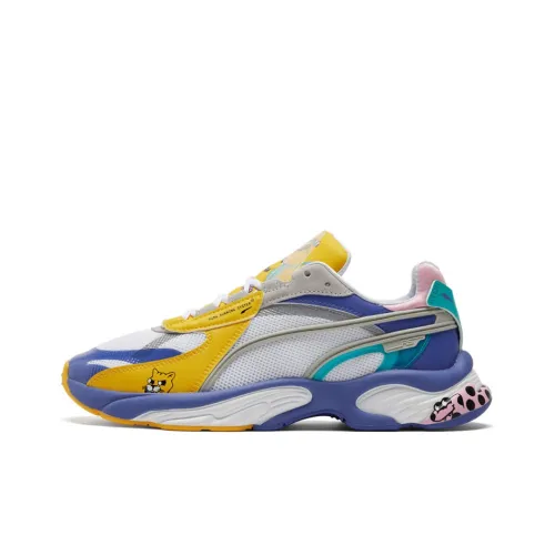 PUMA RS Connect Шокабойдеры Устойчивые к истиранию Низкий Топ Повседневные Беговые кроссовки Унисекс Белый Синий Желтый