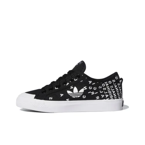 Adidas Originals NIZZA Trefoil Slip-resistant Shock Absorbers Low Top Skateboard Shoes Women's Black White Letter