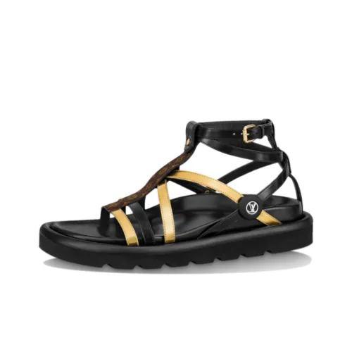 LOUIS VUITTON Pool Comfort One Ремешок Сандалии Женские Черное Золото