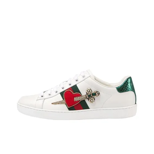 GUCCI Ace A Один Стрелка Through The Сердце. Низкий Топ Стильные Скейтбординги Женские Белые