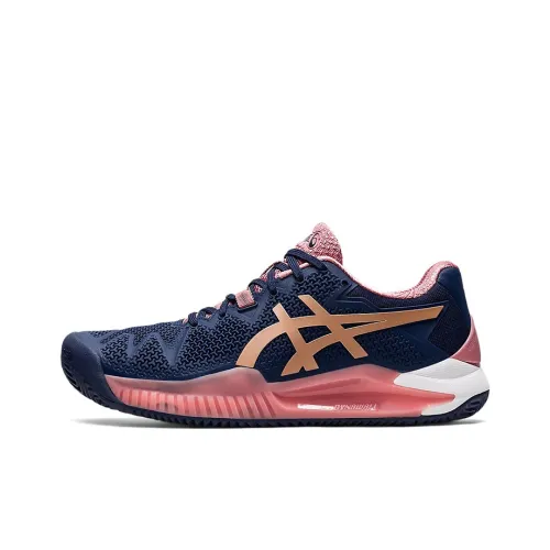 ASICS Гель Resolution 8 Глина Низкий Топ Беговые кроссовки Женские Синий Розовый