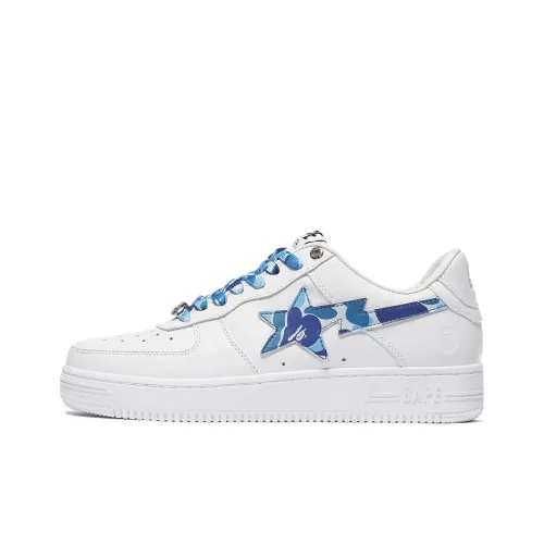 A BATHING APE BAPE совместный бренд ABC Camo STA Низкий Топ Стильные Скейтбординги Унисекс Белый Синий