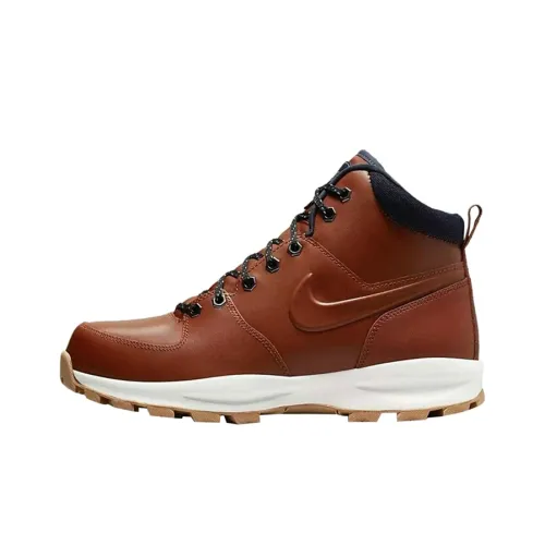 nike Manoa Leather SE Амортизаторы Slip-resistant Abrasion-resistant High Top Streetwear Men's Red Brown