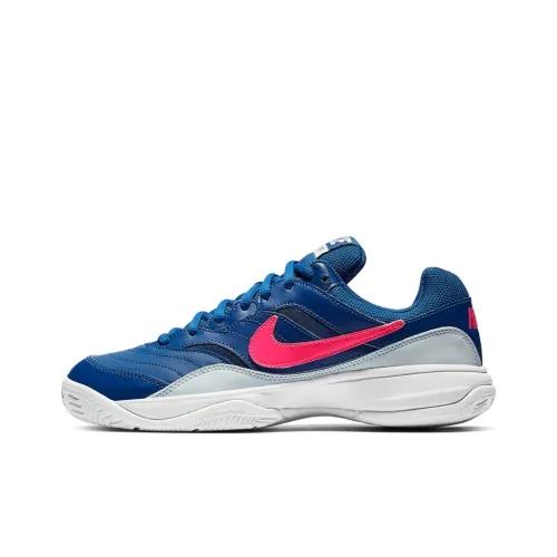 nike Court Lite Shock Absorbers Противоскользящие Устойчивые к истиранию Низкий Топ Теннисные Кроссовки Женские Синий Красный Белый