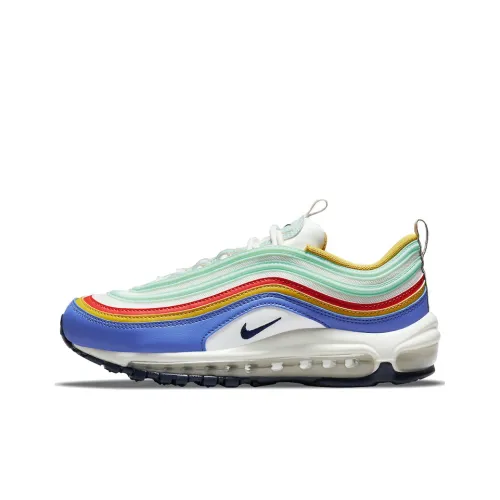 Nike Air Max 97 Low Топ Повседневные Беговые Кроссовки Женские Зеленый Синий