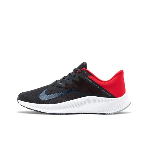 Nike Quest 3 Амортизаторы Шок-Прочный Устойчивый к Износу Дышащий Низкий Топ Повседневные Беговые Кроссовки Мужские Черные Красные