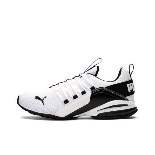 PUMA Axelion Slip-Resistant Abrasion-Resistant Lightweight Low-Top Running Shoes Men's White Black PUMA Axelion Противоскользящие Износостойкие Легкие Низкие Беговые Кроссовки Мужские Белый Черный