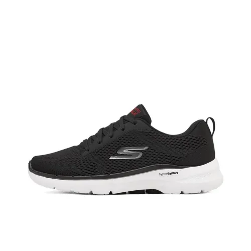 Skechers Go Walk 6 Low Топ Кэжуал Мужской Черный Белый