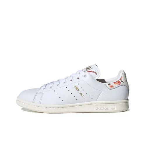 Adidas Originals StanSmith Slip Resistant Abrasion Resistant Низкие Кроссовки для скейтбординга Женские Белые Золото С принтом