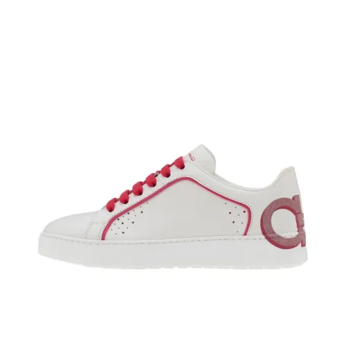 Ferragamo Gancini Low Топ Кроссовки для скейтбординга Женские Белые Красные
