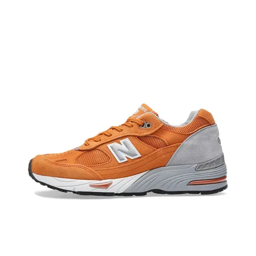 New Balance NB 991 Амортизация Устойчивость к истиранию Дышащий Низкий Верх Беговые кроссовки Унисекс Серый Оранжевый