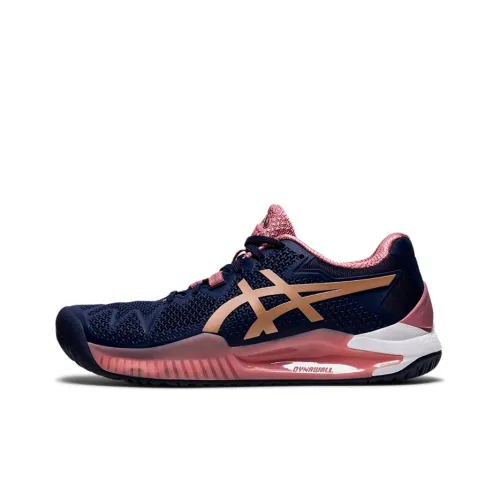 Asics Gel Resolution 8 Low Топ Беговые кроссовки Женские Темно-синий Розовое золото