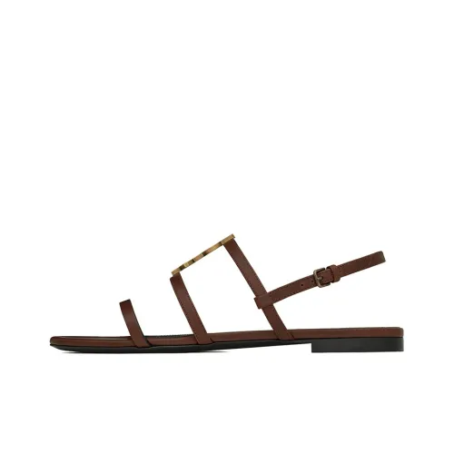 SAINT LAURENT Монограмма CASSANDRA One Ремень Сандалии Женские Коричневый