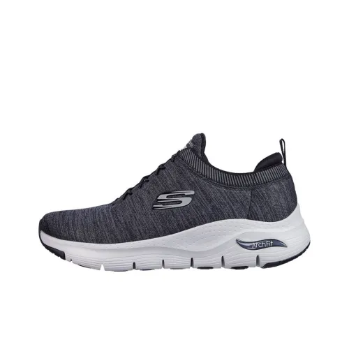 Skechers Arch Fit Waveport Low Топ Спортивная повседневная обувь Мужская Черная Серый