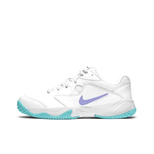 Nike Court Lite 2 Амортизаторы Шок Устойчивость к Сцеплению Низкий Топ Кроссовки для Тениса Женские Белый Синий Фиолетовый