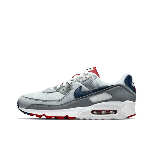 Nike Air Max 90 Low Топ Марафон Беговые кроссовки Мужской Серый синий красный